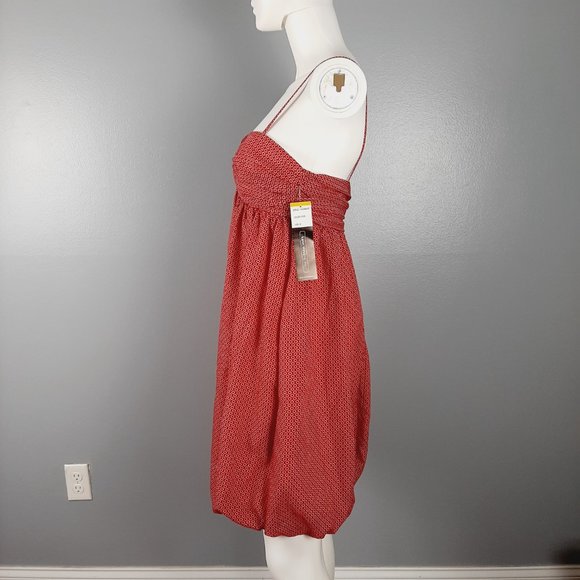 Karin Stevens Womens Bubble Dress Size 8 Red Geometric Print Sweetheart Neckline - Picture 4 of 10